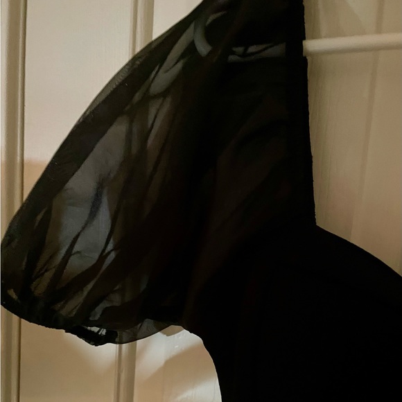 Blāshe Mini Black Dress with Ruffled Sheer Arms - Picture 3 of 5